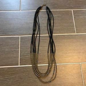 Black and gold beaded layer necklace
